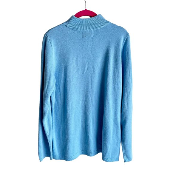 QUACKER FACTORY Light Blue Sequined Mock Turtleneck Ladies Sweater, L - Picture 2 of 5